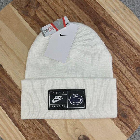 Nike Other - NEW Nike Penn State University Nittany Lions Team Sports White Beanie Hat Cap